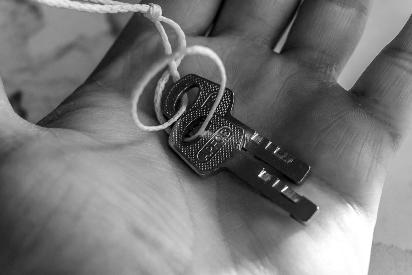 Two keys resting in an open palm.